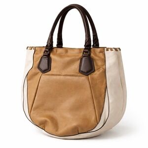 OrYany Tan & Cream Large Leather Tote Shoulder Bag Quiet Lux Quality Minimalist